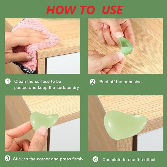 CARTZILLA Glow in Dark Corner Protector, Soft PVC Table Edge Guards, Green, 0.98x0.87 Inch,1pack of 10pcs, Baby Safety Furniture Bumpers 2