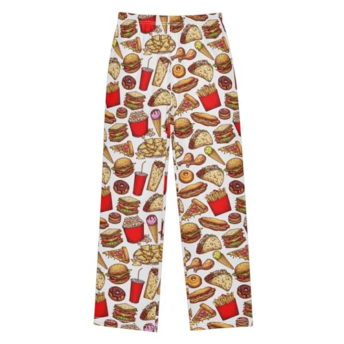 Sandwich Hamburger Boys Long Pants Soft Trousers Elastic Waist Kids Lounge Bottoms with Pockets S-XL