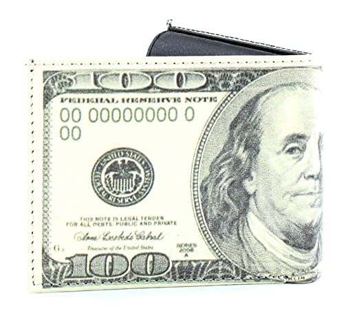 Li Men's 100 Dollar Bill Print Vegan Leather Wallet - Bifold Wallet for Men with top-flap 2 ID Windows, 7 cards, 2 inner slots & 2 cash compartments - Mens Billfold Wallet Slim with Gift Box4
