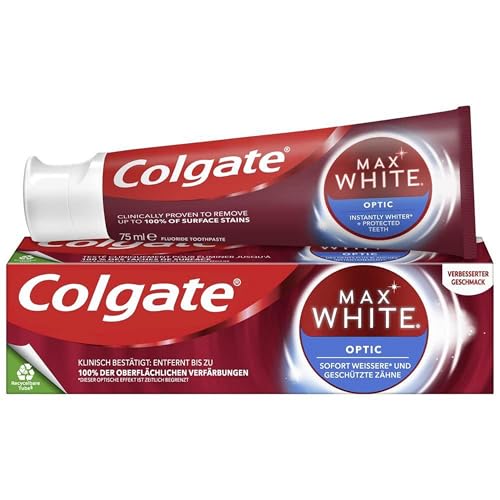 Colgate Zahnpasta Max White Optic 4x75 ml – entfernt bis zu 100% der Oberflächenverfärbungen für eine sofortige Zahnaufhellung* und ein weißeres Lächeln – Bild 3