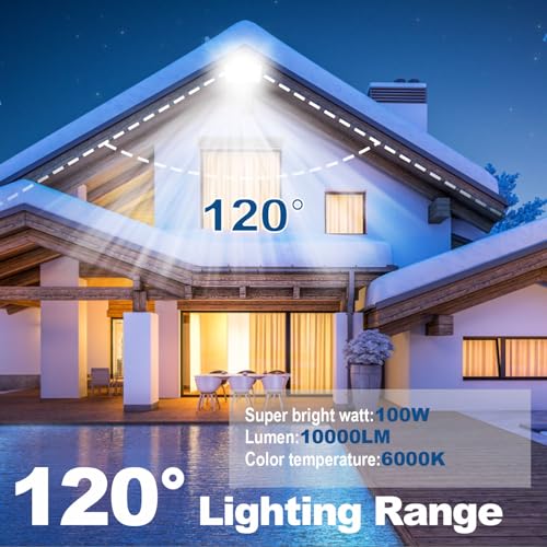 Niserelesa Focos LED Exterior 100W, IP66 Impermeable Foco Proyector LED, Blanco Frío 6500K 10000 Lumen Floodlight para Casa, Garaje, Patio, Terraza, Campo - imagen 3
