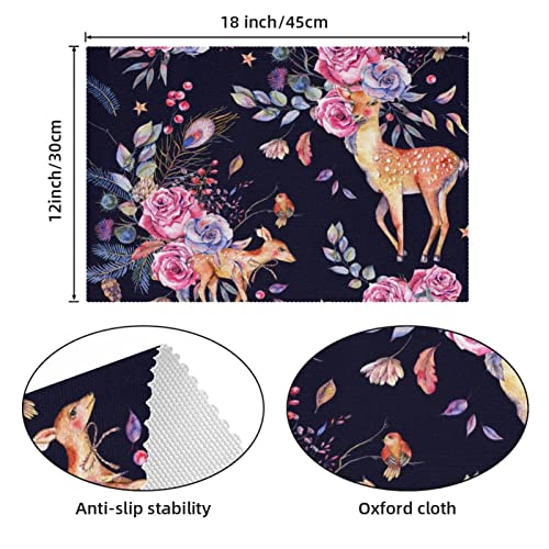 Sets de table cerf et roses vintage pour des repas de fête chaleureux - 5