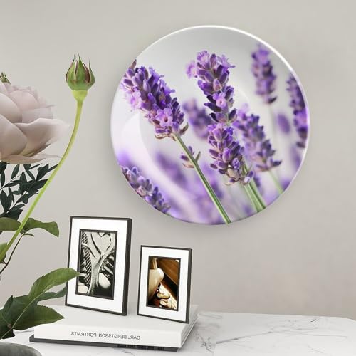 Plato decorativo Bone China con flor lavanda 8 pulg miniatura 5