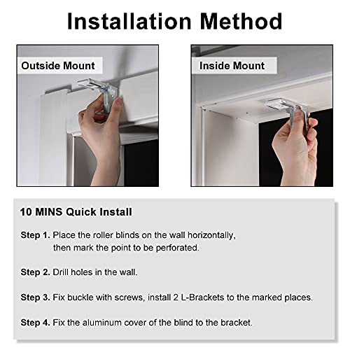 Luckup Blackout Roller Shades Window Blinds With Valance Cover Waterproof Uv Protection Privacy Thermal Insulated Fabric For Bedroom Bathroom Patio Door And Office Easy Install (23" W X 72" H-Black) #TOP4