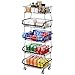 Toplife 5 Tier Fruit Basket for Kitchen, Wire Fruit, Vegetable and Snacks Storage Cart with Wheels, Rolling Stand Organizer Rack for Kitchen, Pantry, Garage, Bathroom