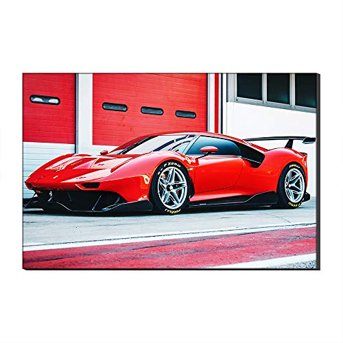 Ferrari - Lienzo decorativo para pared, diseño de coche deportivo clásico, color rojo