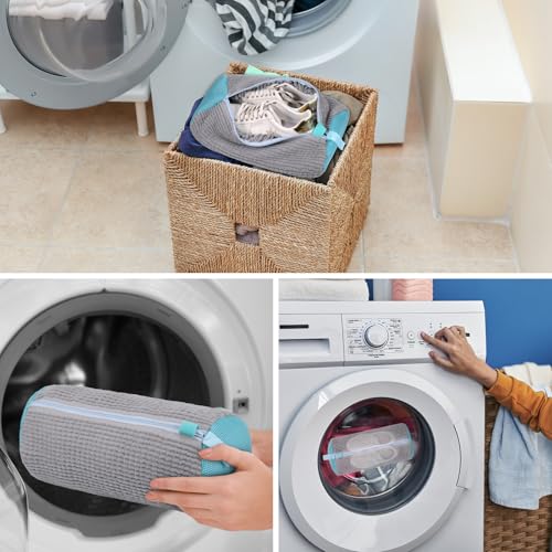 Kssvzz Shoe Washing Machine Bag, Reusable Trainer Washing Machine Bag, Laundry Shoe Bags for Washing Machine, Shoe Cleaning Bag with Zipper (Grey) - Image 7