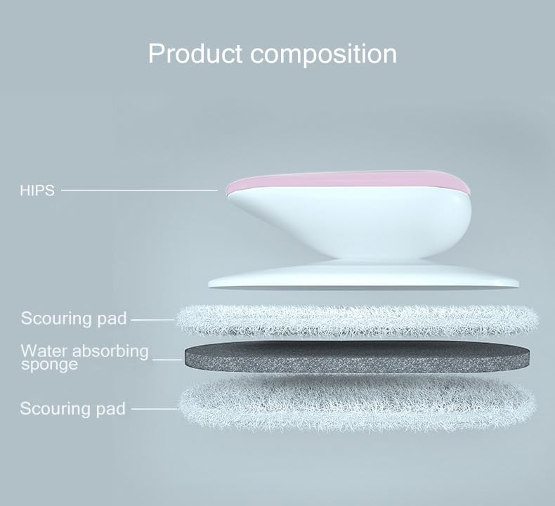 Image of No-Scratch Scouring Pad Brush Whit Comfortable Handle,Cleaning Brush for Kitchen Bathroom Bathtub Toilet Swiming Pool,Dish Brush,No-Scratch Sponge Cleaning Scrubber (Pink)