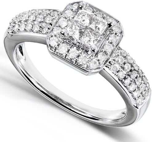 Kobelli Princess Diamond Wedding Set 3/4 carat (ctw) in 14k White Gold - 3 Piece Set