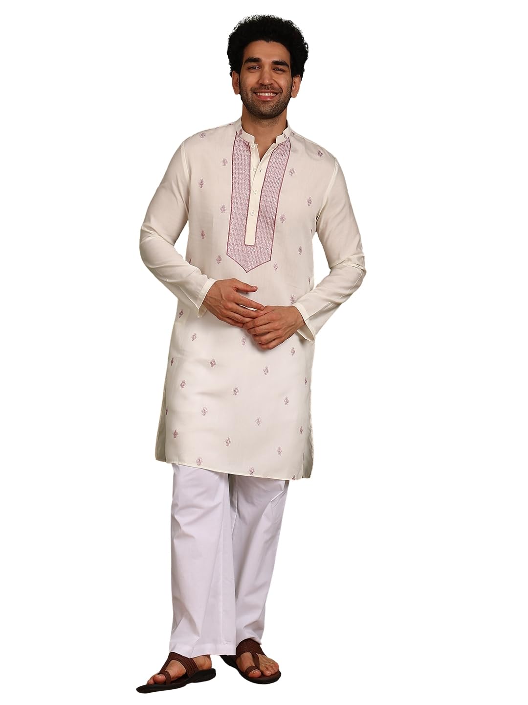 see designs Men Chanderi Silk Straight Yoke Design Kurtas With Pyjama| Fit : Regular Fit | Coller : Mandarin/Chinese Collar | Coord Set | Straight Fit-picture-41