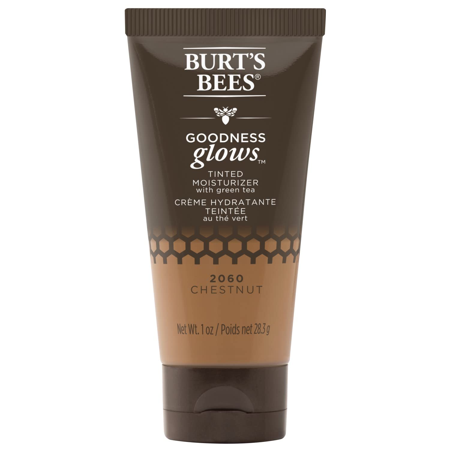 Burts Bees Goodness Glows Tinted Moisturizer, Rich in Antioxidants, Chestnut 1.0 Ounce