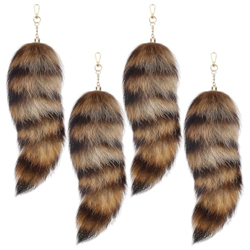 Image of Ferreve 2 /4 /6 /8 Pcs Fluffy Therian Tail Keychain Soft Fox Fur Tail Keychain for Women Handbag Cosplay Costume 2 Sizes