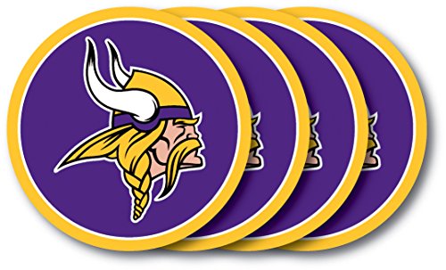 Duck House NFL Minnesota Vikings Vinyl Coaster Set (Pack of 4), 4
