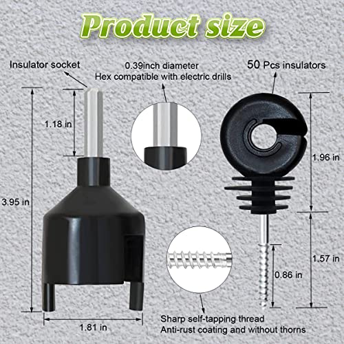 656 Feet Electric Fence Polywire & 50 Pcs Electric Fence Insulator, Portable Electric Fencing Poly Wire Rope Line 6 Steel Strands for Reliable Conductivity & Rust Resistance - Thumbnail 3