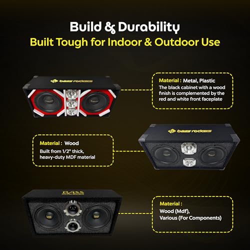 Image of Bass Rockers 10 inch Brazilian Style Loaded Chuchera Box with Two x 10 inch Outdoor Home & Speakers & 3 x4 Tweeters 1900W - Best for Car UTV, ATV, Camper, DJ, Pro Audio Use, Party, Disco