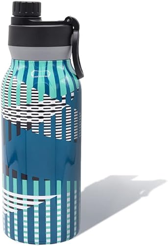 Miniatura 6 de BUILT Botella de acero inoxidable con aislamiento al vacío de doble pared en cascada de boca ancha con tapa de chug, azul fuera de la rejilla, 32