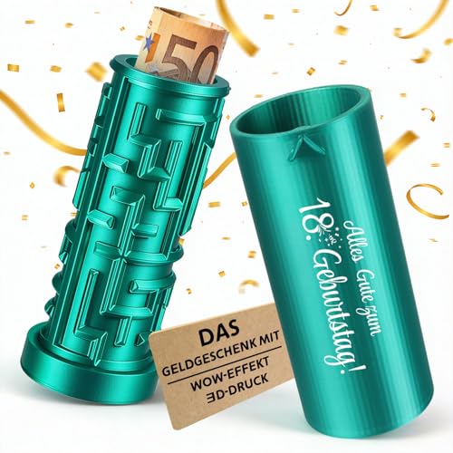 Anruzon Upgrade Geldgeschenk 18 Geburtstag Kreative Labyrinthbox mit Spruch Alles Gute zum 18. Geburtstag! - 3D-gedruckte Geschenkbox 18. Geburtstag für Junge & Mädchen