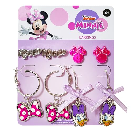 Disney Hypoallergenic Stud Earrings & Fishhook Drop Earring Sets with Charms One Size Fits All Girls Earrings, Disney Accessories for Girls Ages 4+