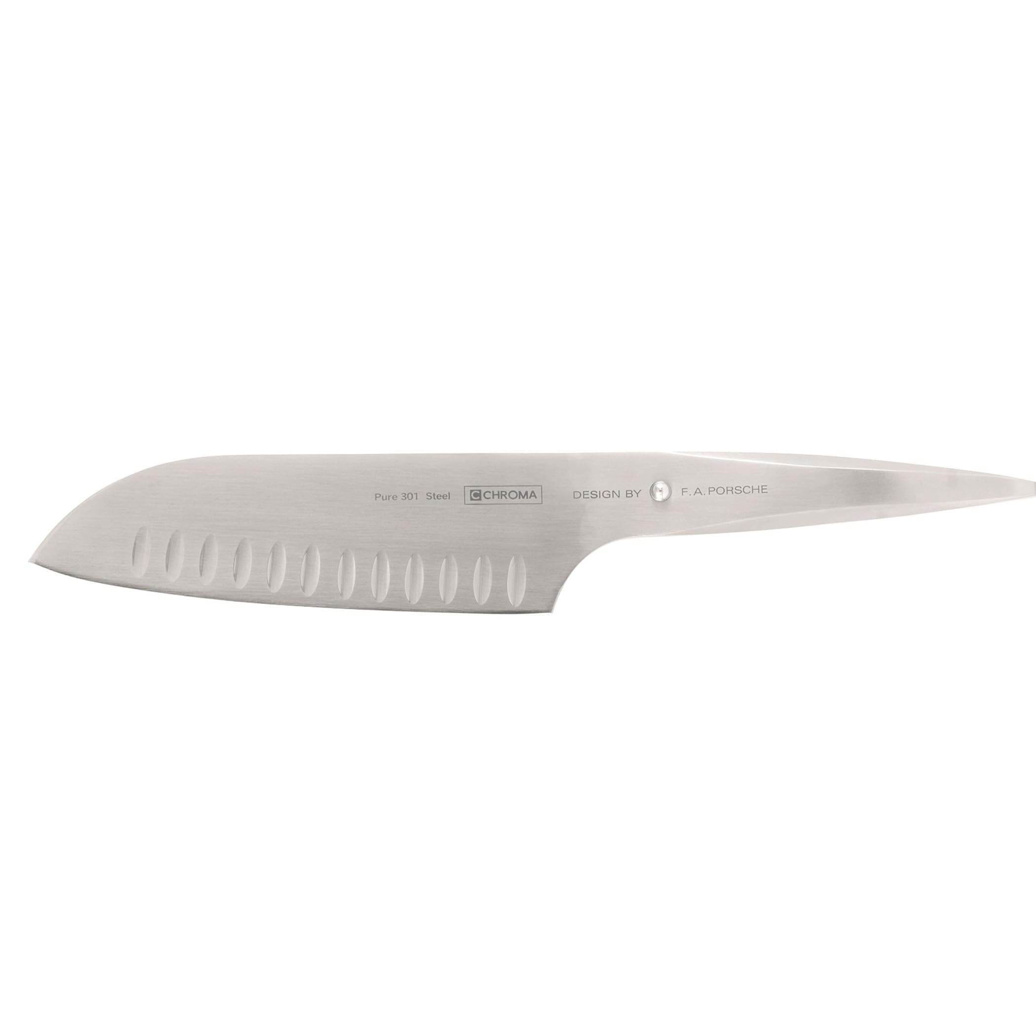 Couteau Santoku alvéolé 17,8 cm Chroma P21 à lame anti-adhérence Type 301
