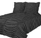 Füllung : 100% Siliconfaser PHOENIX XXL 3D Biesen Design Modern Bettüberwurf Tagesdecke 260x280cm Überwurfdecke Farbe: Schwarz