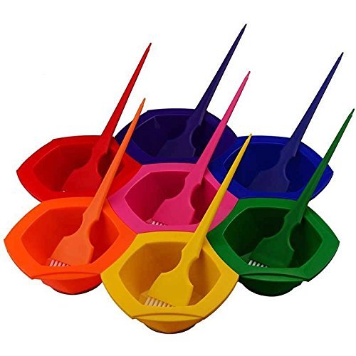 Outstanding 7-Color Professional Hair Coloring Brush and Bowl Set, Rainbow Hair Dye, with Key Tube Squeezer, Great Gift Ideas