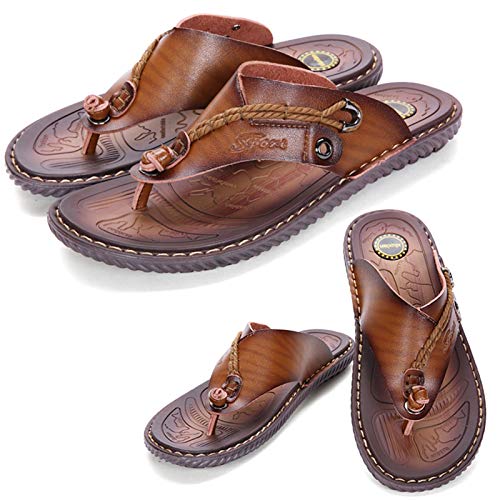 Mens Flip Flops Casual Leather Home Sandals For Mens Rubber Sole Slippers4