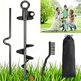 HAGWARE Bodenanker Hund, 38cm Schwarz Anlegepflock für Hunde, Hundestangen für Draußen, für Große Hunde bis zu 100kg, 360° Erdhaken Hund Bodenhaken Hund, ideal für Camping Oder Garten