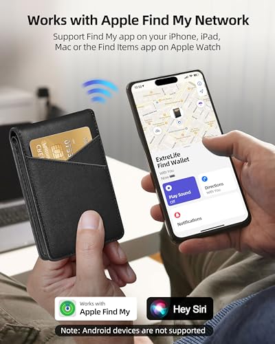 Smart Men Wallet with Find My, Wallet Tracker, RFID Blocking Bifold Credit Card Holder, Left-Behind Alerts, Play Sound, Anti-Loss, Wireless Rechargeable, Works with iPhone, iPad, Mac, PU Black2