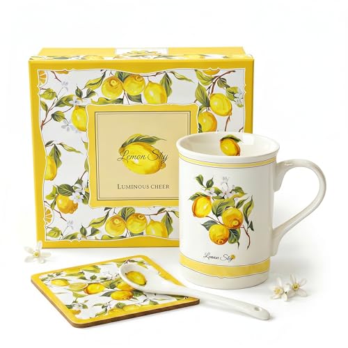 Set de Tazas de Café Lemon, 10 oz Cerámica, Amarillo