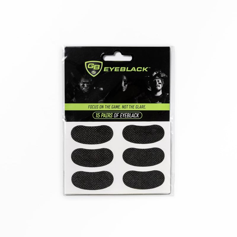 15 Pairs Breathable Eye Strips | Peel & Stick Athletic Eyeblack Stickers for Baseball Football Softball Lacrosse (Black)