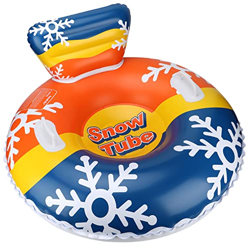Swimbobo Luge à neige gonflable pour enfants et adultes avec appuie-tête 119,4 cm de diamètre (orange)