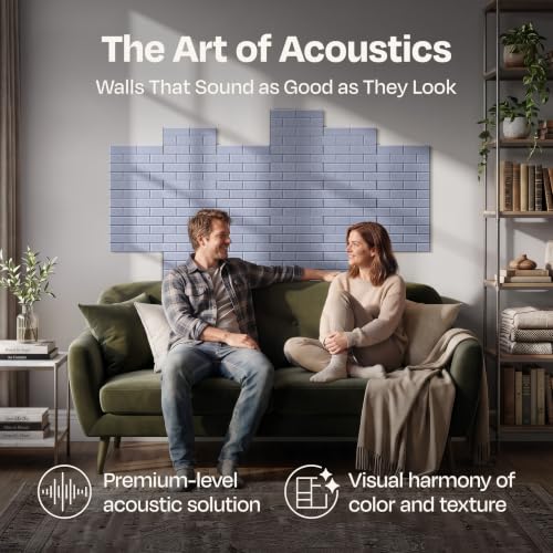 Image of Acoustic Wall Panels 18-Pack, 12 inchx12 inchx0.4 inch Decorative Self-Adhesive Sound Proofing | High Density 3D Brick Soundproof Absorbing Tiles for Walls, Home, Office & Studio - Dusky Gray