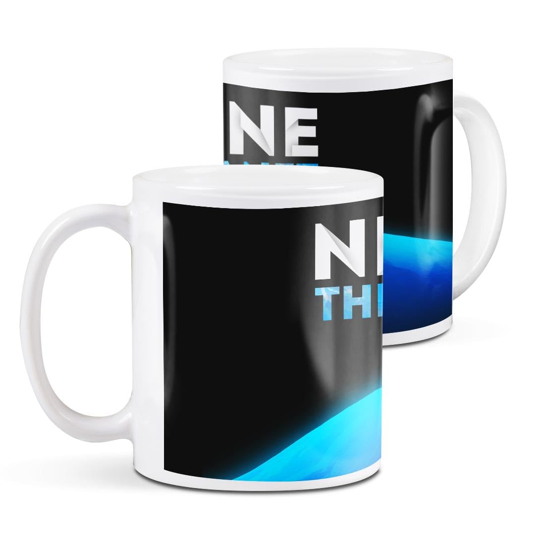 Destination Vinyl ltd 2 White Ceramic Mug Cup (11oz / 284ml) Neptune The Ice Planet Solar System for Coffee Tea Drinks Kitchen Office #63214