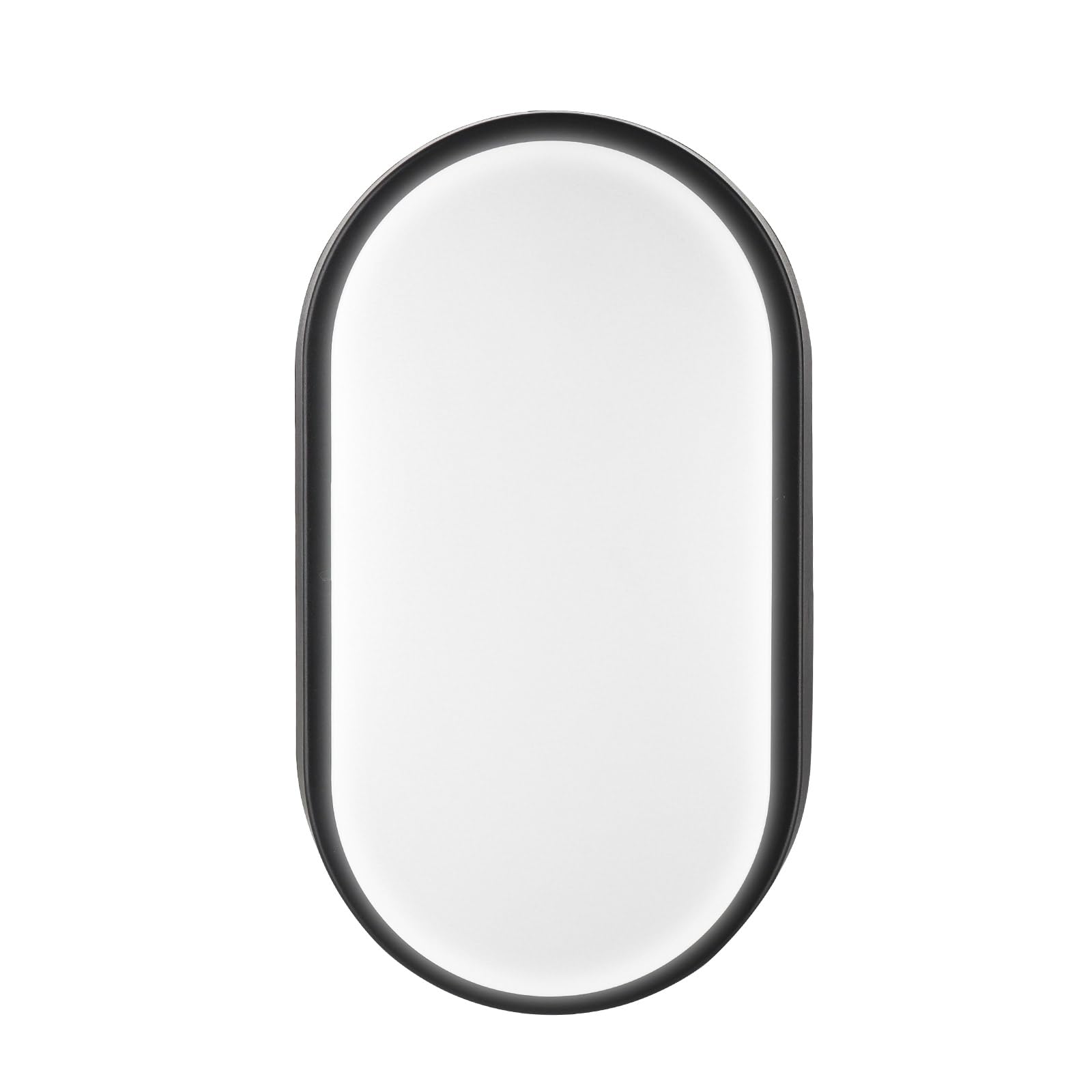 14W LED 3000K/4000K/6500K IP65 Oval Bulkhead Light Fitting with Black Trim - Perfect for Indoor, Outdoor, Bath, Kitchen, Hallway, Corridor, Utility, Garden, Shed, Workshop, Patio etc - 1 pack