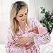 Mepase 5 Pcs Mommy and Me Hospital Matching Outfits Maternity Robe Swaddle Blanket Baby Girl Boys Headband Hat for Mom Baby(Light Pink,Medium)