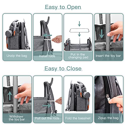 Image of ISMGN Diaper Bag Backpack with Changing Station, Extra Large Diaper Bag, Multifunctional Diaper Bag, Baby Bag, Deep Gray