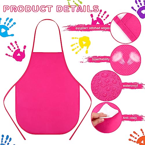 Mepase 12 Pcs Kids Painting Aprons Hot Pink Children's Artists Fabric Aprons Toddler DIY Ready for Baking Classroom Community Events Crafts and Art Painting Activities Theme Parties by Mepase - Image 4