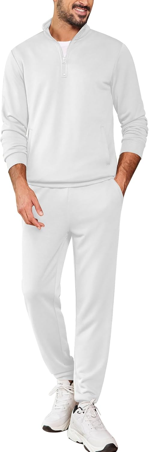 COOFANDY 2 Piece Set for Men Casual 1/4 Zip Track Suits Set Long Sleeve Quarter Pullover Jogging Suits 2025 Fashion Outfits