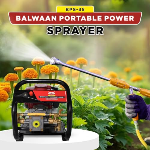 Image of Balwaan Krishi 35cc 4 Stroke Engine Power Pressure Sprayer Pump | BPS-35 | with Spray Gun & 50 Meter Hose Pipe, High Pressure Pump for Gardening, Cleaning