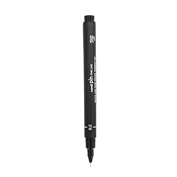 Uniball PIN-200 0.2mm Fine Line Markers, Black, PK 1, Medium (UNMRP0.2BK)