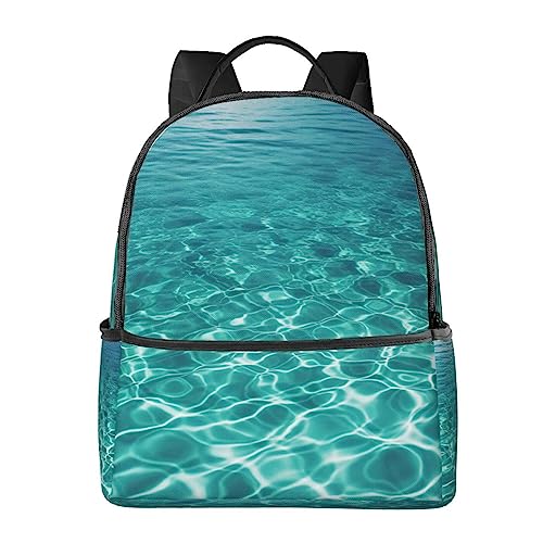 Sac à dos de sport imprimé d'eau bleu aquatique et noir grand volume