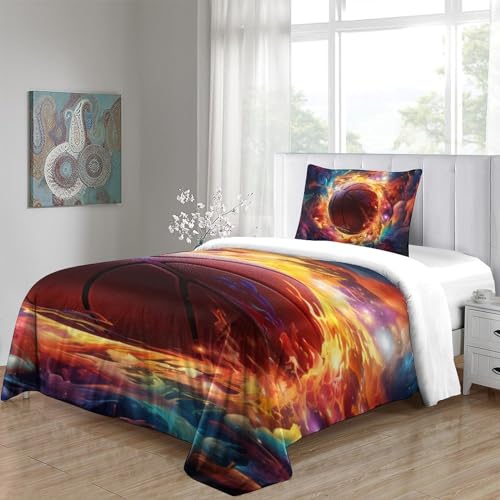 Housse de couette 135x200cm zippée microfibre imprimée basket 3D