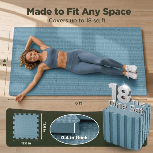 Image of AIRHOP 36 PCS Gym Floor Mat, EVA Foam Puzzle Gym Mat, High-Density Interlocking Foam Floor Tiles for Home Gym, Play Workout Garage Kitchen Flooring 12.6 inchx12.6 inchx0.4 inch