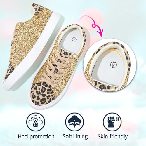 Image of AISFAES Glitter Sparkly Low Top Sequins Lace Up Tennis Shoes Comfort Bling Fashion Shiny Walking Shoes