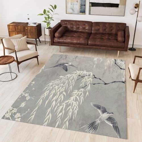 Tapis de sol antidérapant lavable style chinois imprimé floral