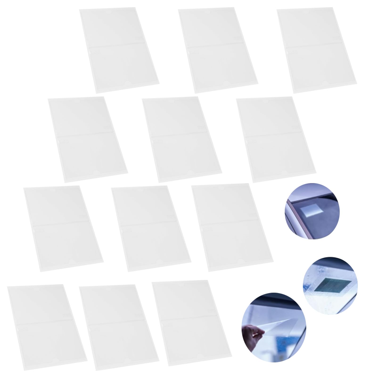 ANBOO Pack of 12 Transparent 160 x 115 mm Self-Adhesive Windscreen Parking Permit Holder - Perfect Solution for Your Parking Ticket Management