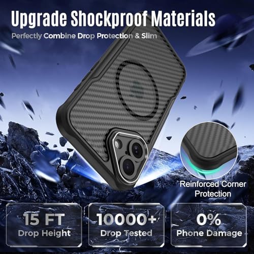Dahkoiz for iPhone 16 Plus Case, with 2X Privacy Screen Protector, Compatible with MagSafe, [Camera Protection] [15ft Drop Protection] Slim & Rugged Magnetic Phone Case for iPhone 16 Plus, Black - image 7