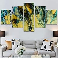 SIGNWIN 5 Panel Canvas Wall Art Modern Art 3D Abstract Abstract Brushstroke Contemporary Digital for Home Decorations Ready to Hang - 60