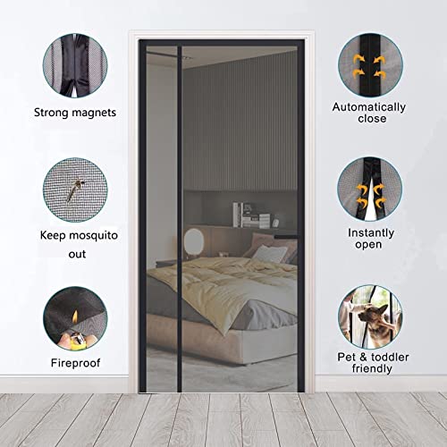 Moustiquaire magnétique de porte 140x280 cm avec ouverture latérale et fermeture automatique