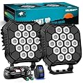 Nilight LED Pod Light 2PCS 4.4 Inch 90 W Square Driving Lights 18 LED Hyper Flood Beam Offroad Light Work Light w/14 AWG Rocker Switch Wiring Harness Kit for Truck Motorbike Boat ATV UTV